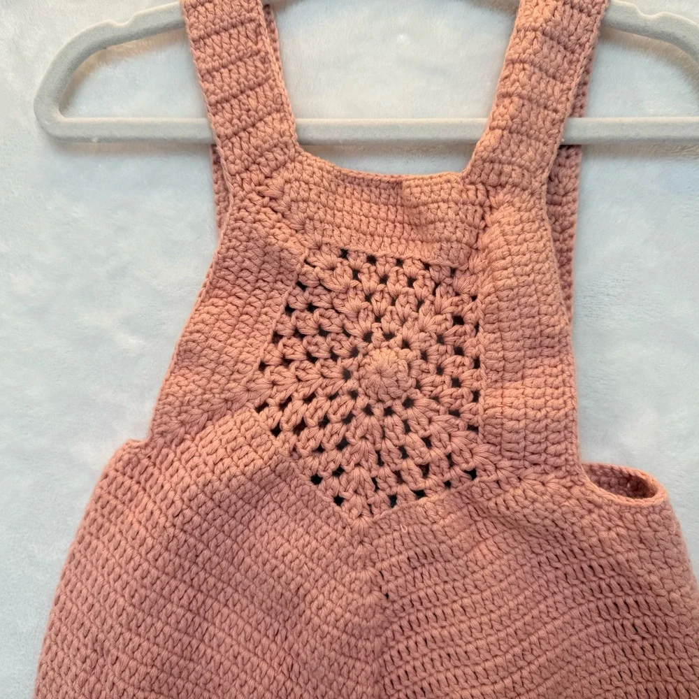 Kate Quinn Pink 100% Cotton Crochet Bubble Romper 18-24M Cottagecore READ‎